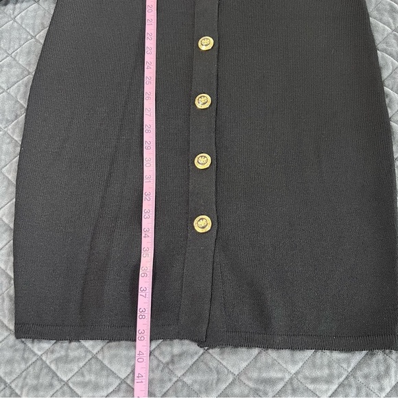 St. John Dress Women 8 Santana Knit Sheath Black Wool Office Career Button Up N - Picture 5 of 6